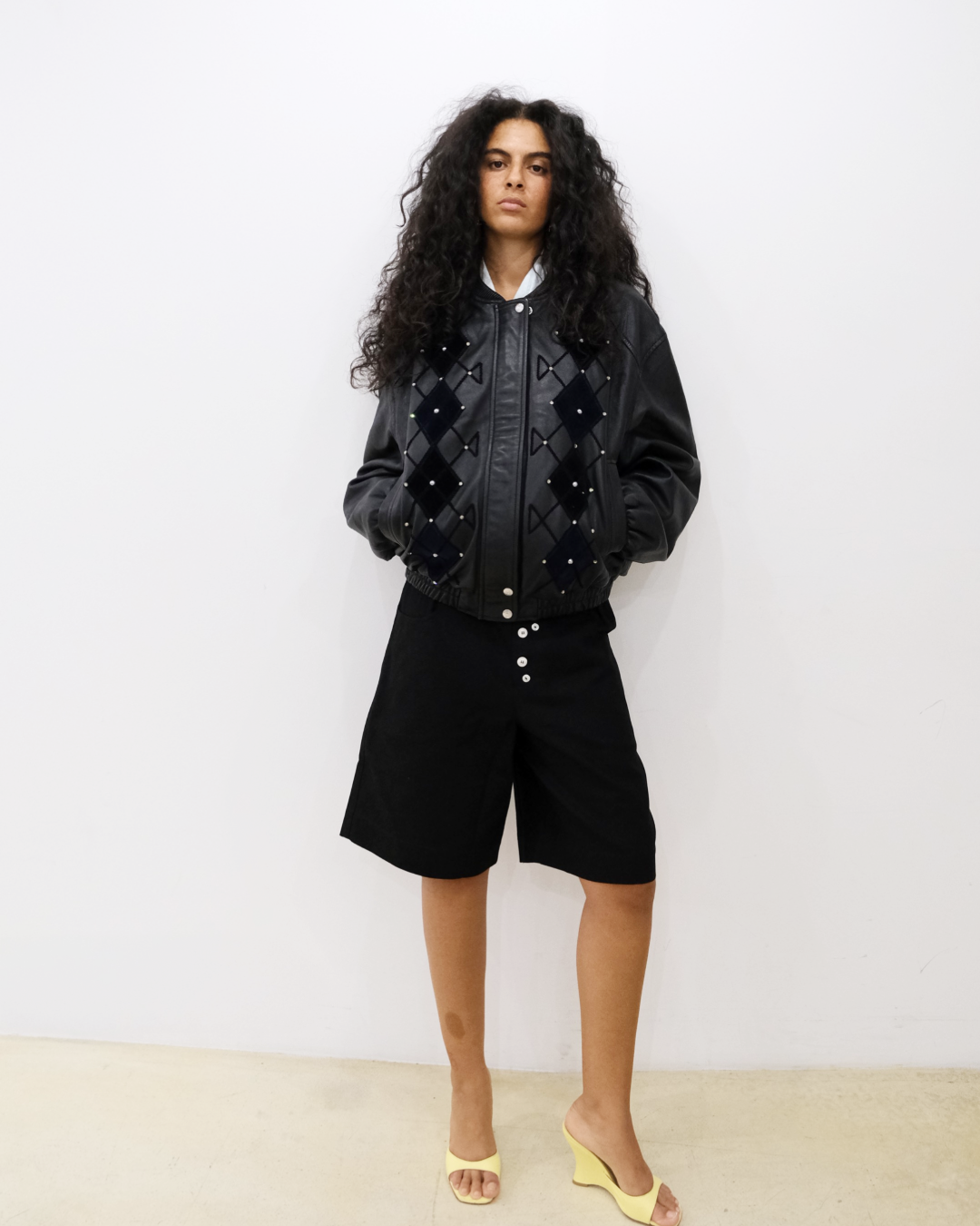 Leather bombers argyle