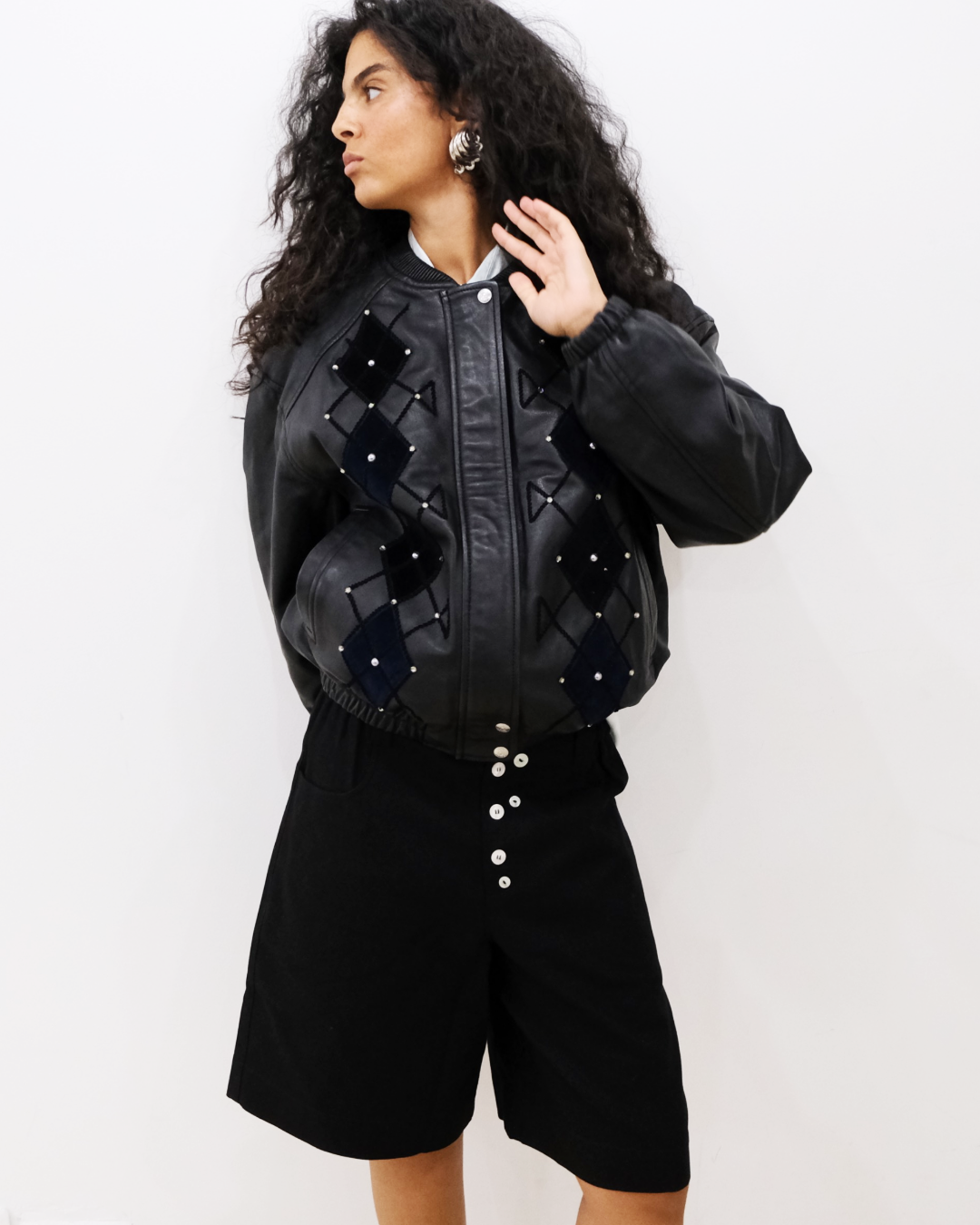 Leather bombers argyle